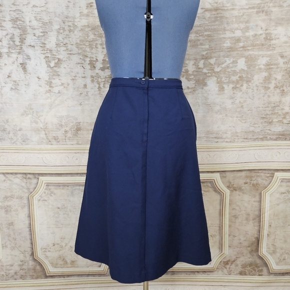 Vintage 1980s Navy Blue Skirt Levi Strauss & Co Levis A-line Preppy Office 80s - Picture 7 of 17